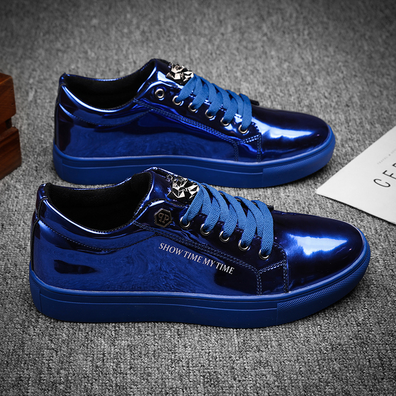 Street Fashion Walk - Luxury Men Casual Sneakers Blue Shiny