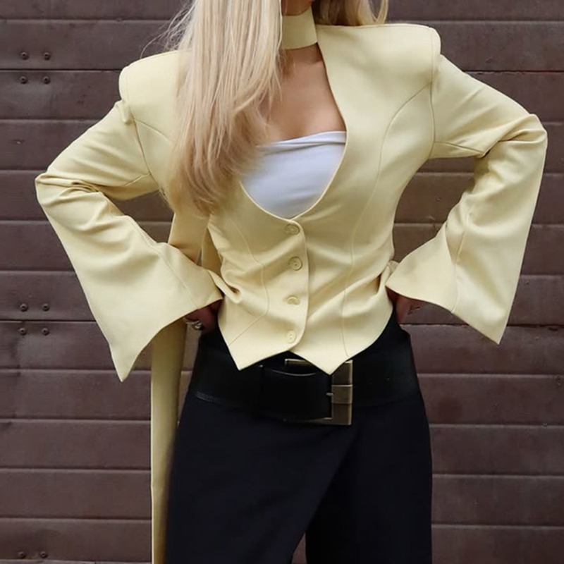 Street Fashion Look - Tuularose Women Fashion Blazer Solid High
