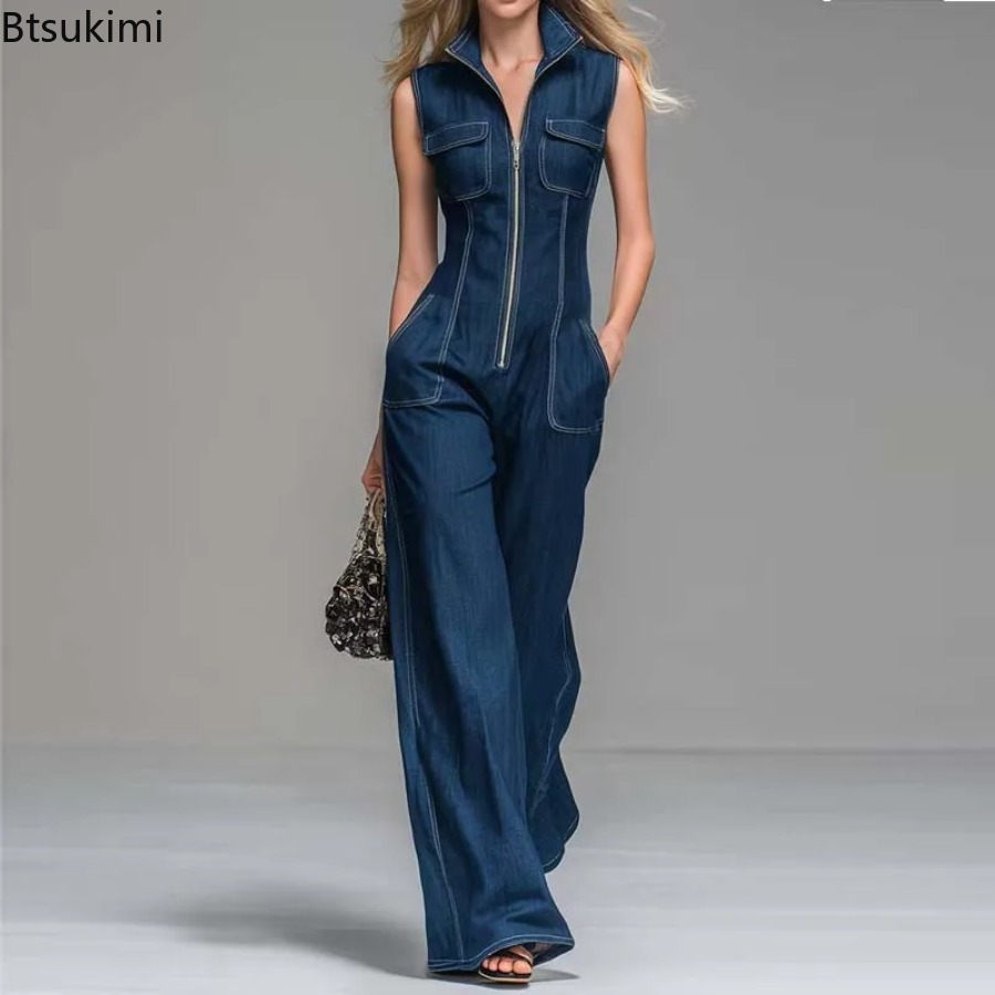 Street Fashion Jeans Women - New Women's Sleeveless Denim Jumpsuits High