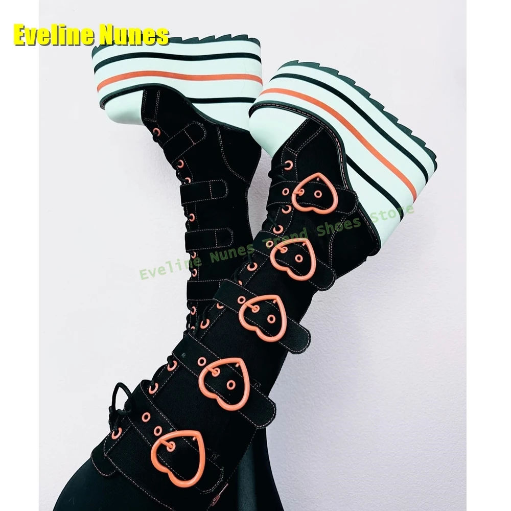 Heart Shaped Buckle Platform B - Street Fashion Trend 2025 评论和价格