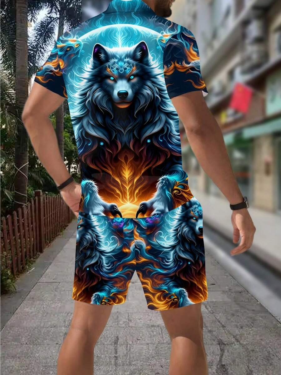 Men's Fashion 3D Wolf Print Zi - Street Fashion Style 评论和价格