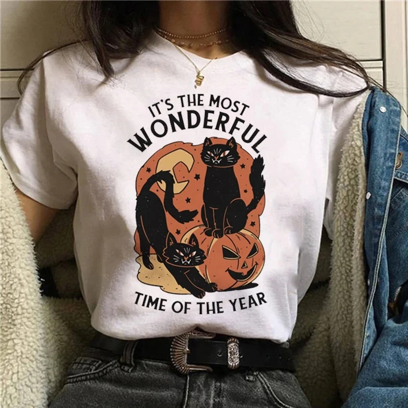 Cartoon Halloween Cat T-shirt  - Street Fashion Asian 评论和价格