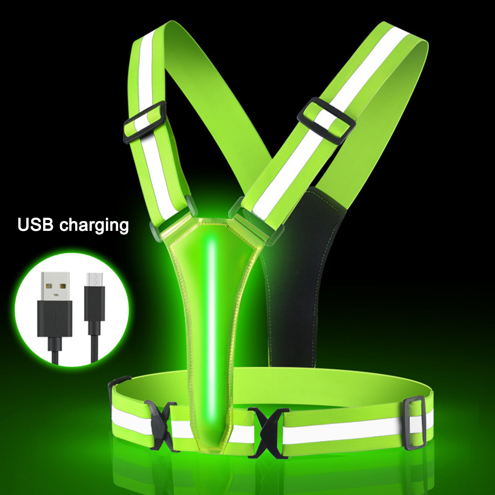 LED Running Vest USB Rechargea - Reflective Jacket Running 评论和价格