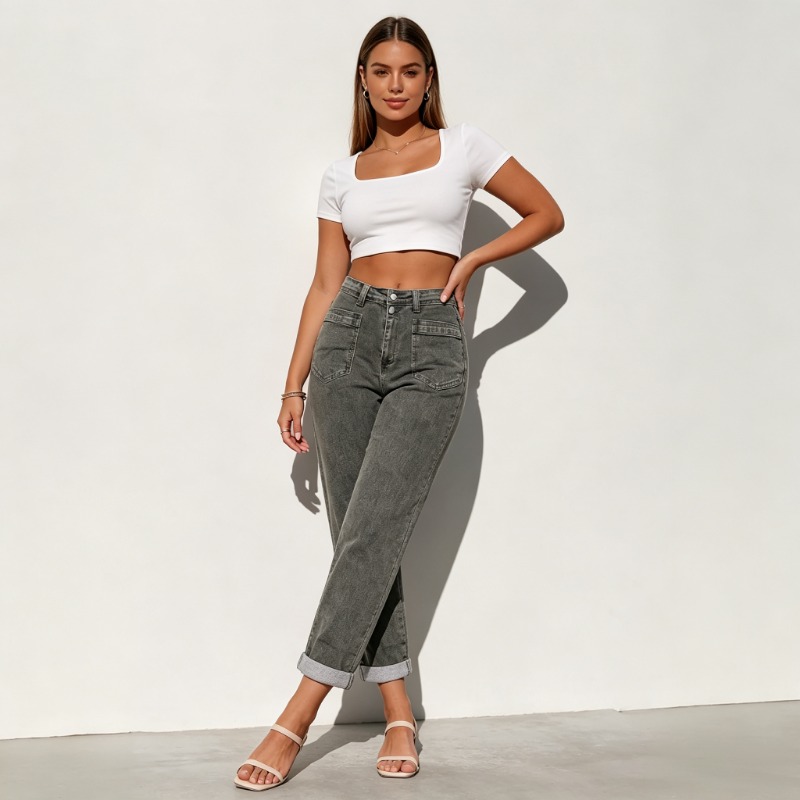 Women Plus Size American High  - Street Fashion Jeans Women 评论和价格