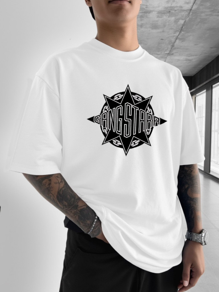 New Gang Starr Logo Print T-Sh - Street Fashion Logo Design 评论和价格