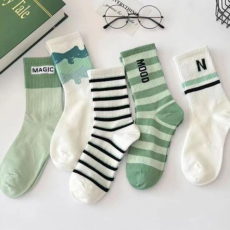 3/7 Pairs Women Striped Printe - Street Fashion Youtube 评论和价格