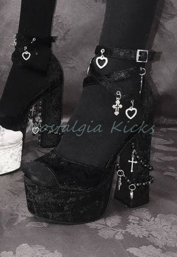 Gothic Black Velvet Platform H - Street Fashion Rome 评论和价格