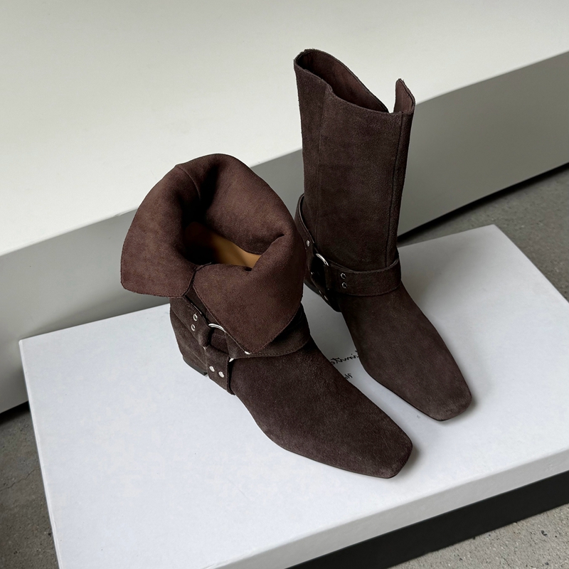 Women's Suede Slouchy Ankle Bo - Street Fashion Look 评论和价格