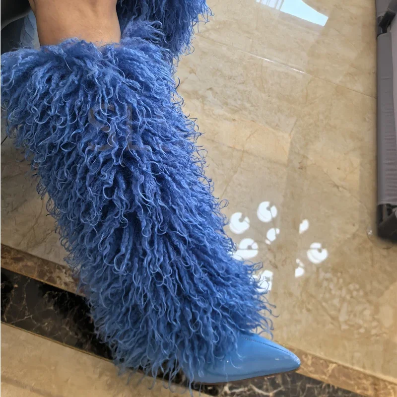 Imitation Wool Knee High Boots - Street Fashion Magazines 评论和价格