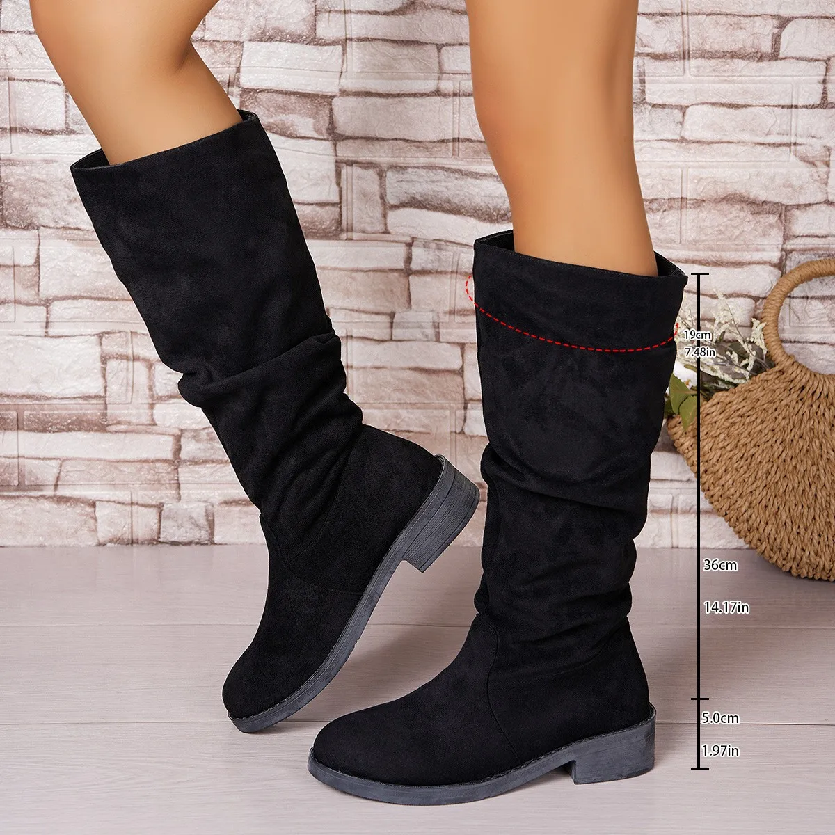 Pleated Boots Women Faux Suede - Street Fashion Rome 评论和价格