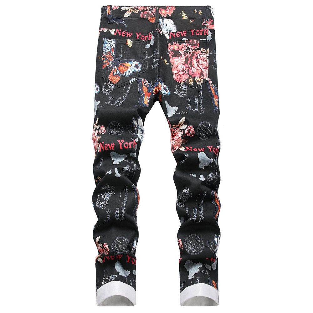 Men Digital Print Jeans Fashio - High Street Fashion New York 评论和价格
