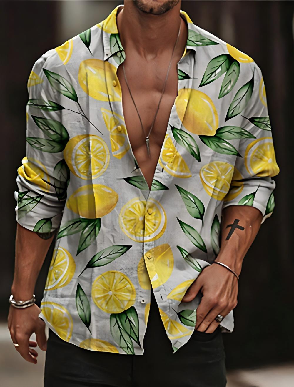 Men's Lemon Shirt Summer Hawai - Street Fashion Shanghai 评论和价格