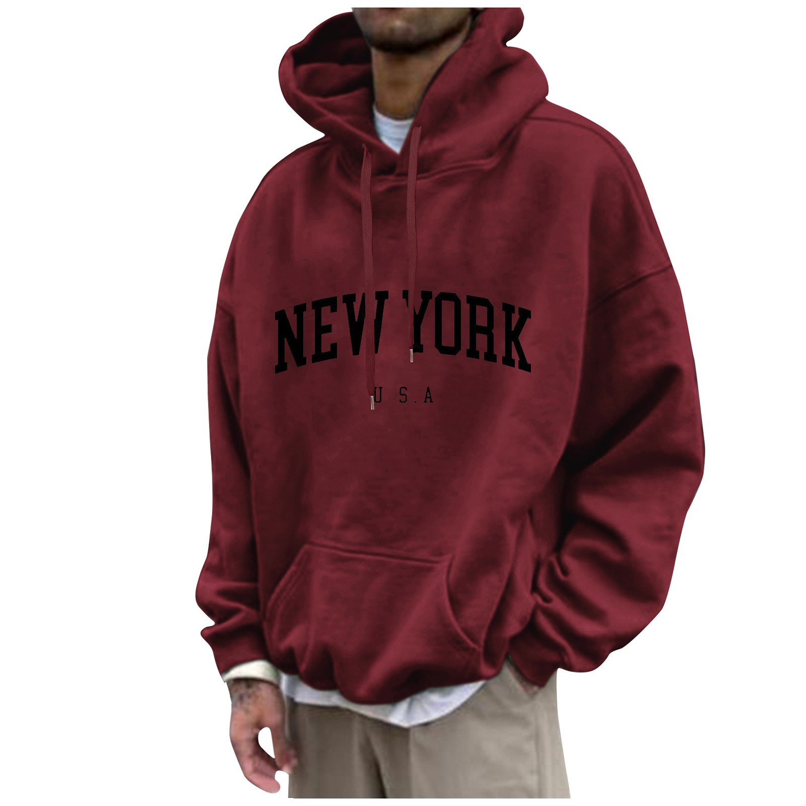 New York Print Mens Hoodies Fa - High Street Fashion New York 评论和价格