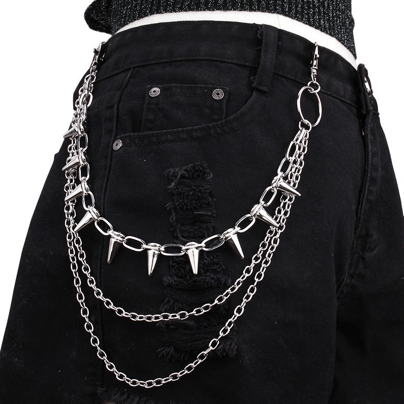 Hip Hop Punk Rock Metal Pants  - Street Fashion Jeans Women 评论和价格