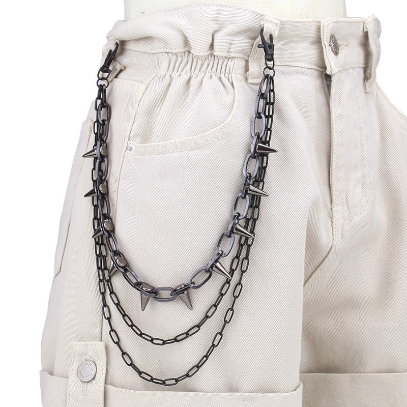 Hip Hop Punk Rock Metal Pants  - Street Fashion Jeans Women 评论和价格