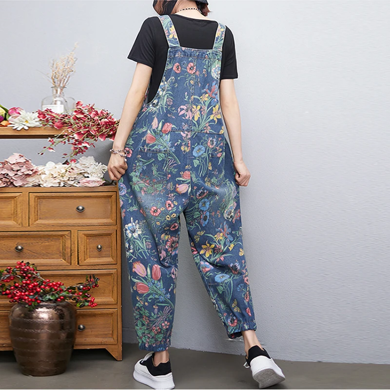 Casual Streetwear Print Floral - Street Fashion Jeans Women 评论和价格