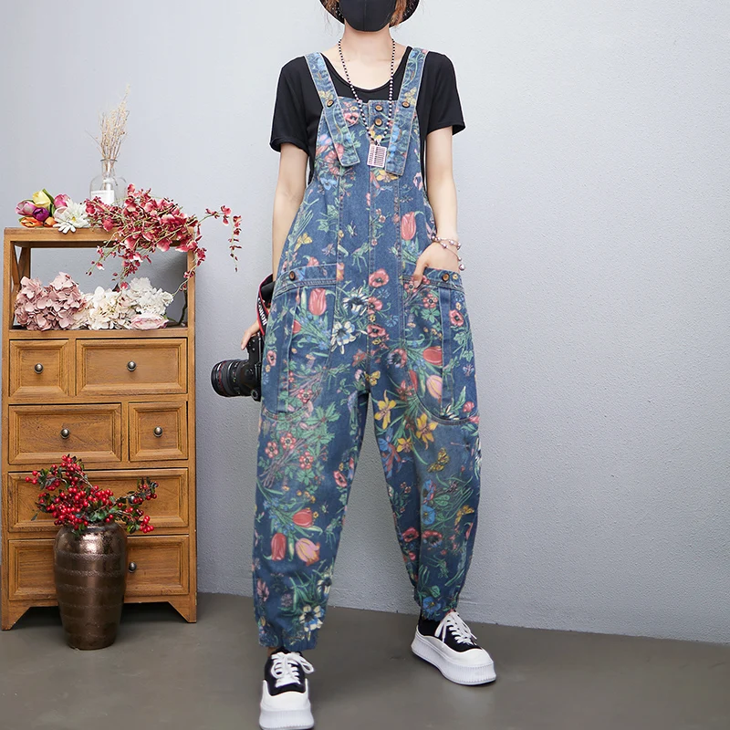 Casual Streetwear Print Floral - Street Fashion Jeans Women 评论和价格