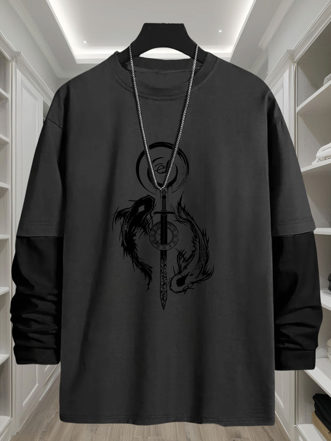 J1417 Yin-Yang Fish Print 2-in - Street Fashion Look 评论和价格