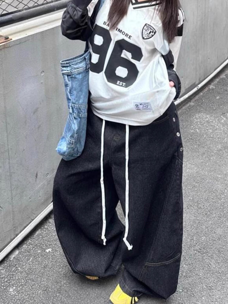 American retro spliced waist j - Street Fashion Jeans Women 评论和价格