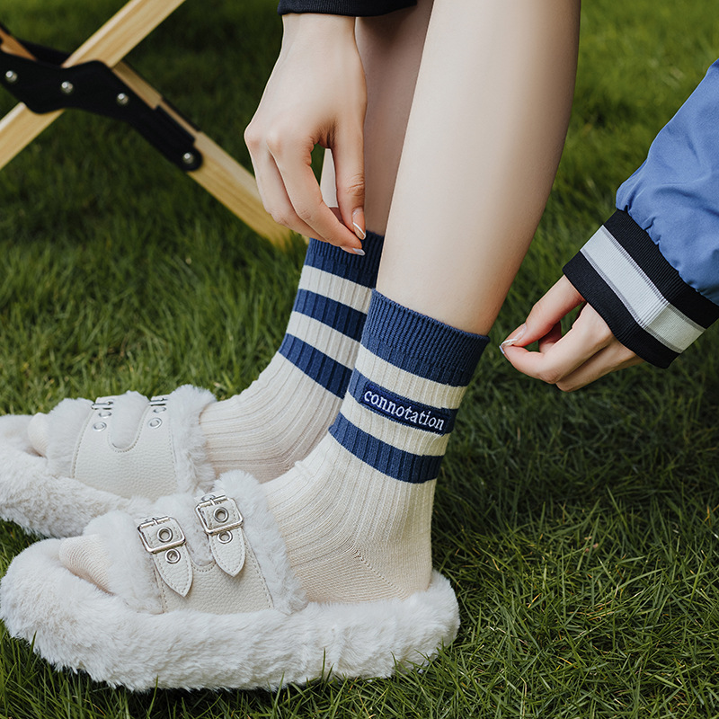Autumn Women Sports Socks Stri - Street Fashion Youtube 评论和价格