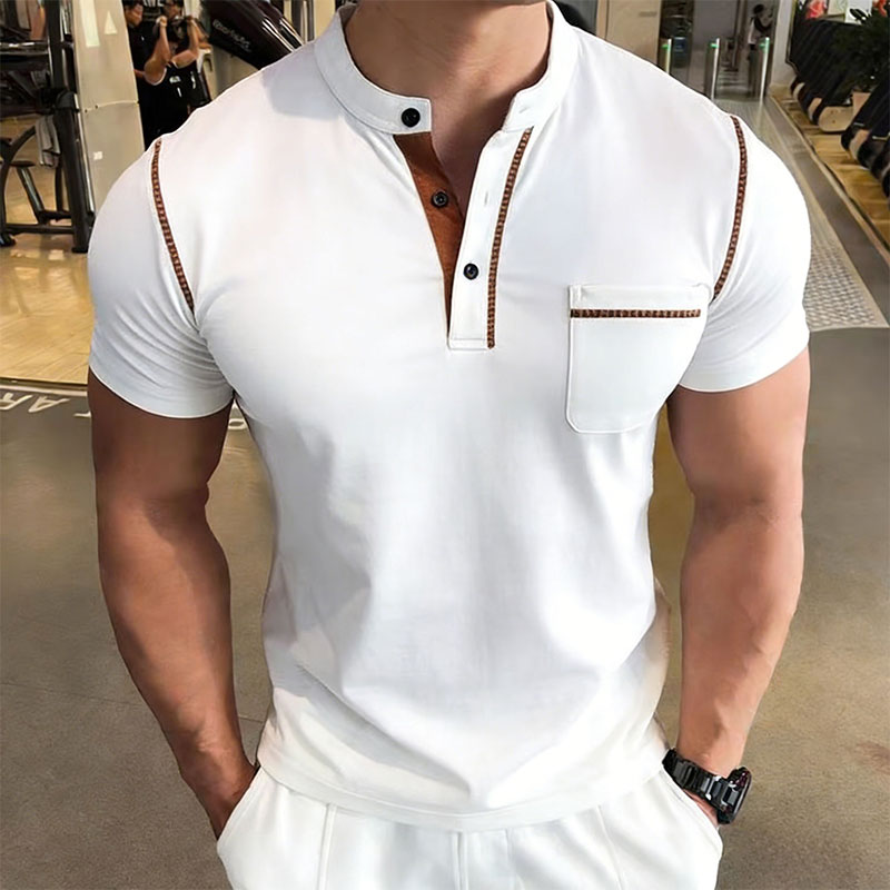 New Summer Men's Henry Collar  - Street Fashion Style 评论和价格