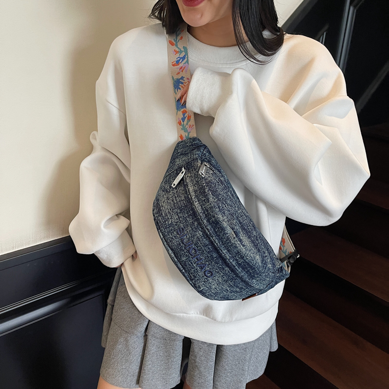 Denim Blue Chest Bags For Wome - Street Fashion Trend 2025 评论和价格